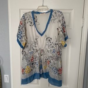 Johnny Was size XL Butterfly shirt w/ drawstring